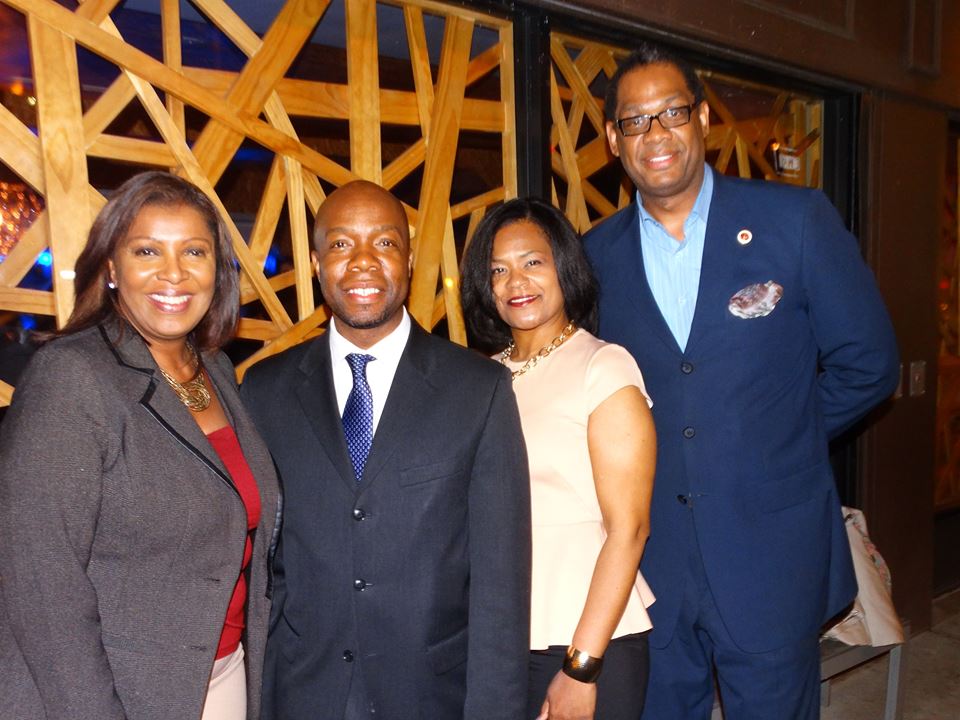 From left, Public Advocate Letitia James, VIDA President Henry Butler, Lalena Butler and City Councilman Robert Cornegy at VIDA's Young Professional Mixer last night