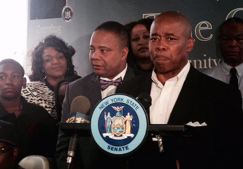 Eric Adams announces his officer will give $500,000 for "The Campus," an initiative that will bring high tech to the Howard Houses in Brownsville.