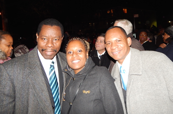 City Councilman Mathieu Eugene, Brownsville Community Activist Shemene"Monique"Minter and District Leader Anthony Jones.