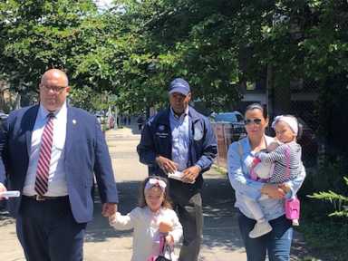 Justin Brannan with Sandra Chica and children