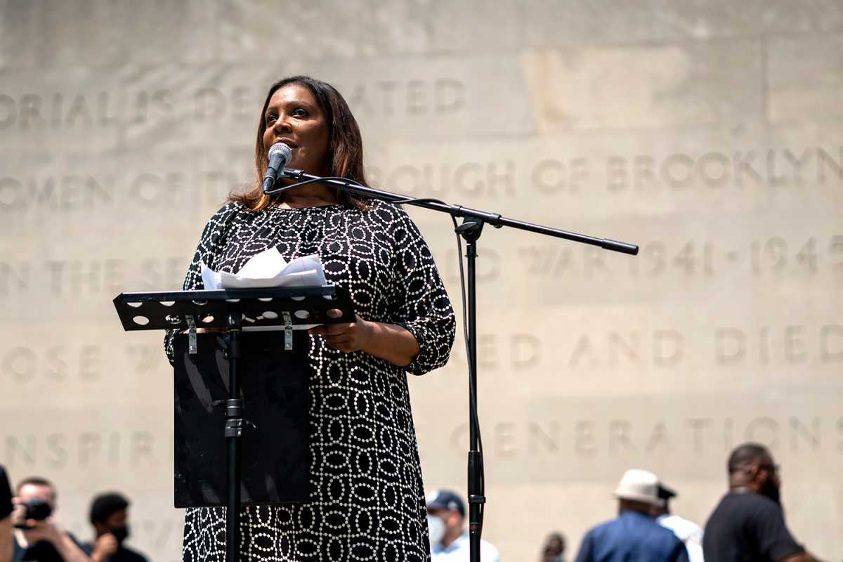 Attorney General of New York Letitia James at George Floyd memorial in Brooklyn, NY.