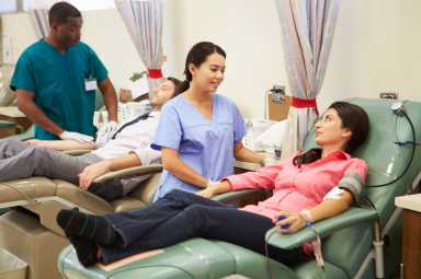 Blood Donors Making Donation In Hospital