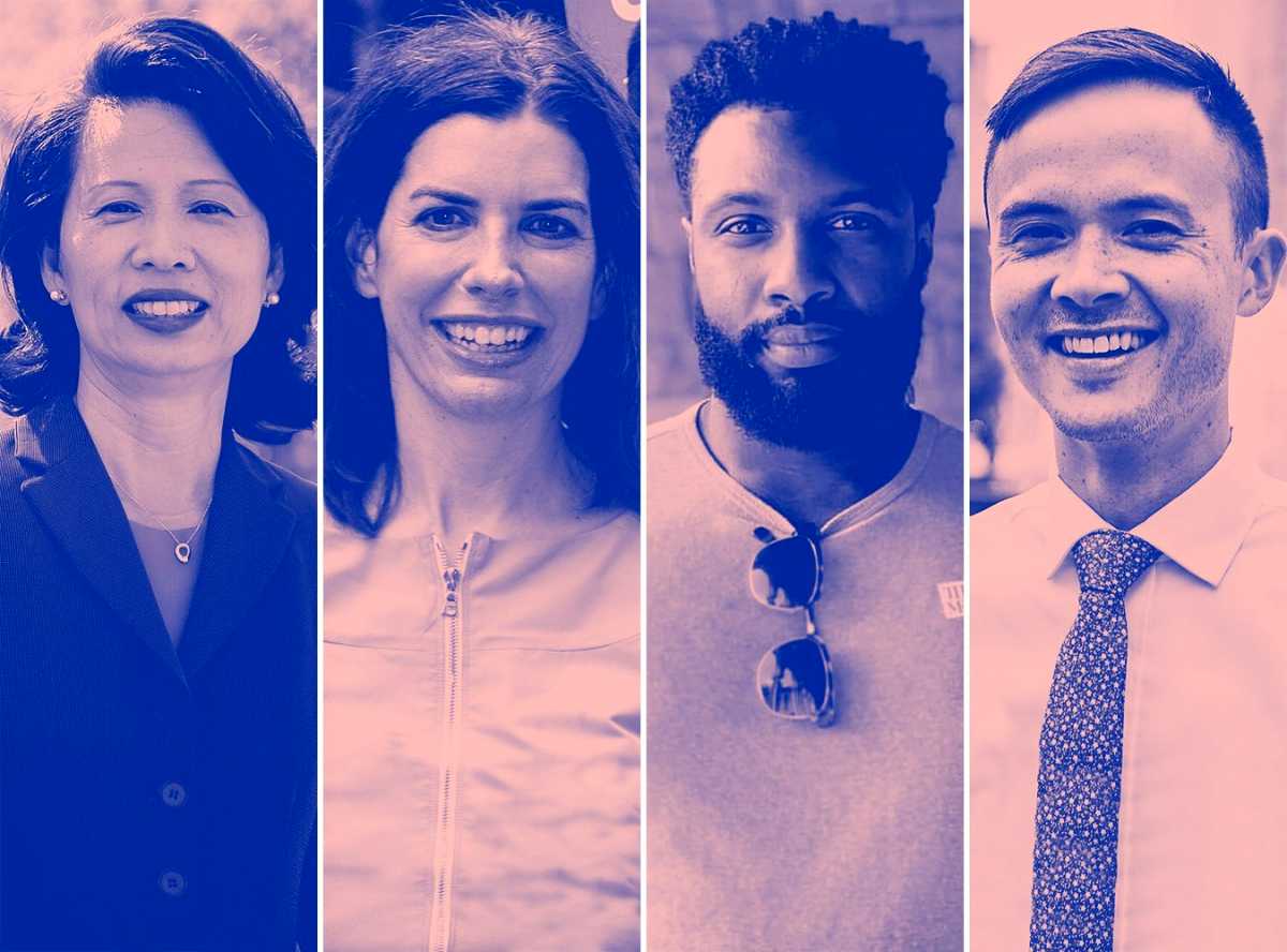 2021 City Council candidates L-R: Jenny Low (Photo source: jennylow.nyc), Julie Menin (Photo source: Julie Menin campaign fb page), Mario Rosser (Photo source: Mario Rosser fb page), Jeffrey Omura (Photo source: jeffreyomura.com)