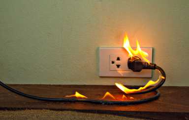 On fire electric wire plug Receptacle wall partition